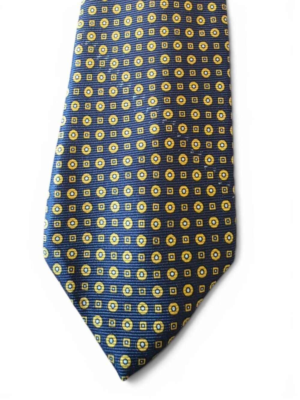 Fendi Cravatte Silk Tie Black Yellow Geometric Medallion Italy Designer Necktie - Picture 5 of 16